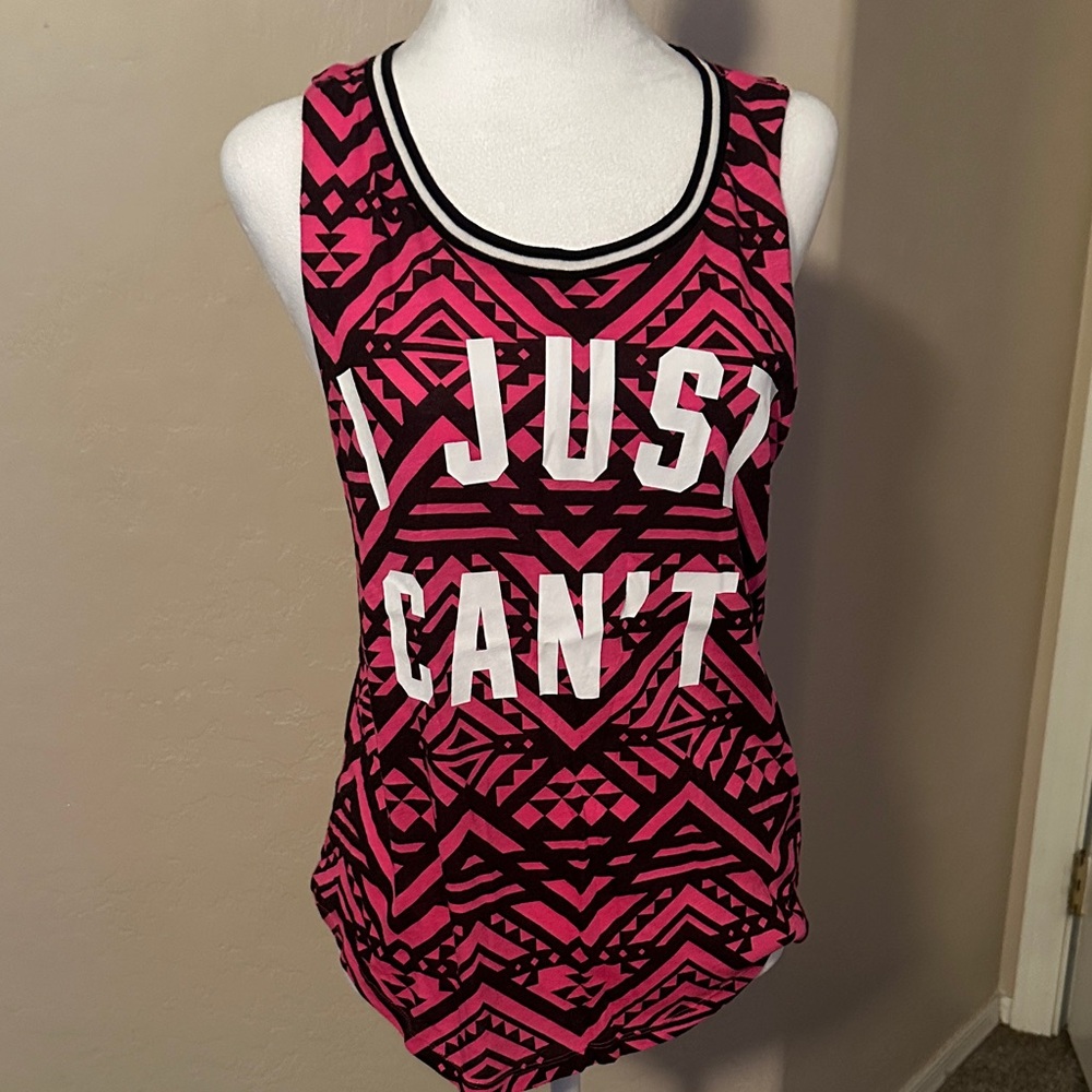 Vs pink Pink and Black Graphic Tank Top